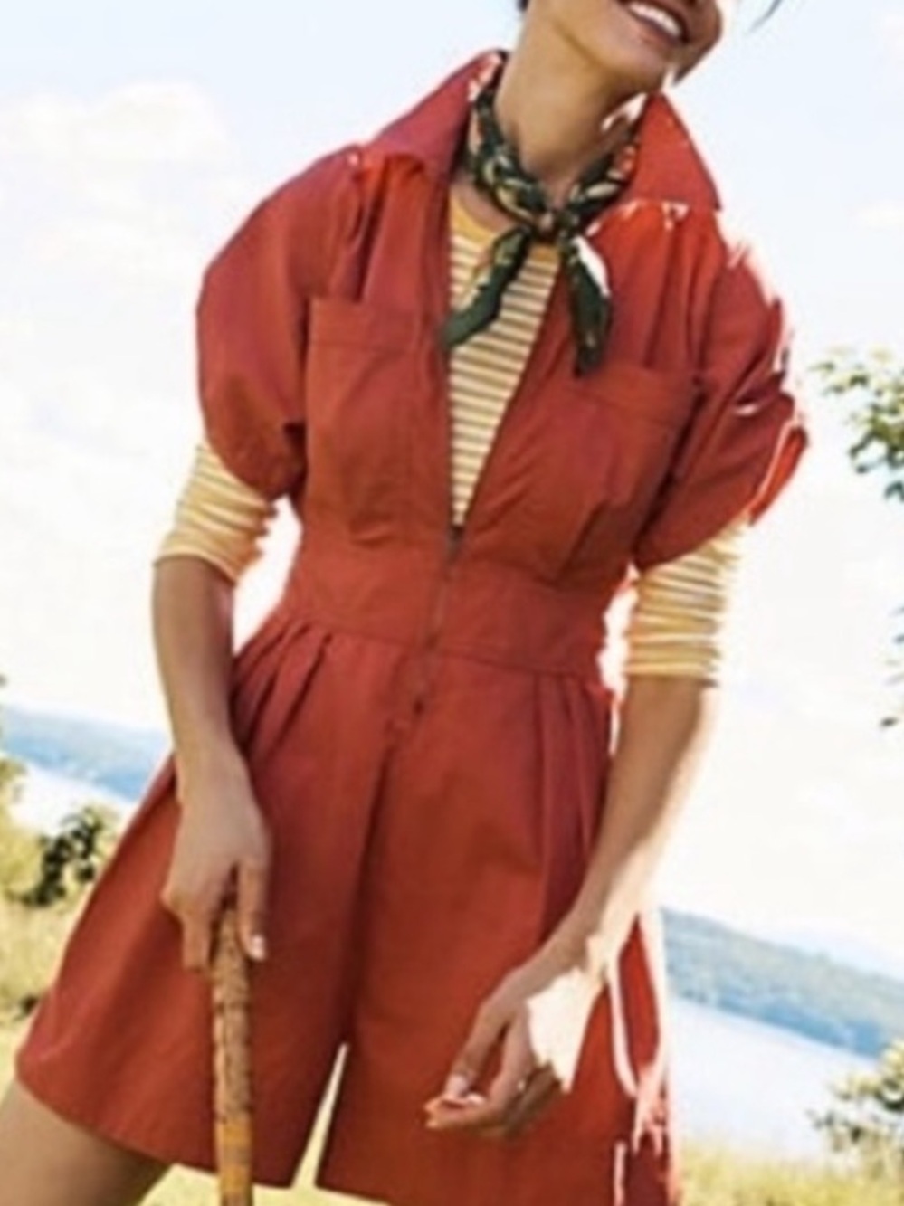 Anthro- Holding Horses Utility Romper Boho Cottagecore Vacation Sz 10